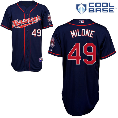 Tommy Milone #49 MLB Jersey-Minnesota Twins Men's Authentic 2014 ALL Star Alternate Navy Cool Base Baseball Jersey